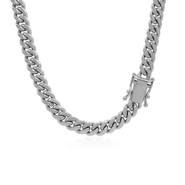 14k White Gold Classic Miami Cuban Solid Chain (5.00 mm) - alternate view 3