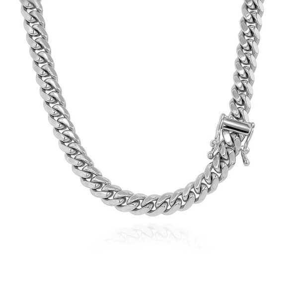 14k White Gold Classic Miami Cuban Solid Chain (5.00 mm) - alternate view 4