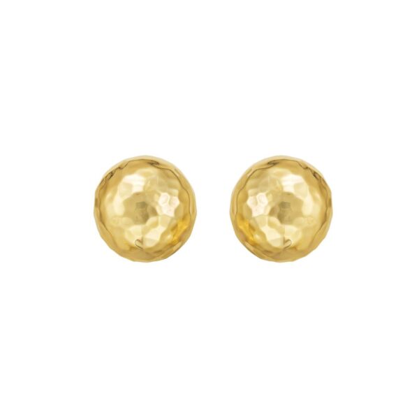 14K Yellow Gold Diamond Cut Faceted Ball Earrings - alternate view 3