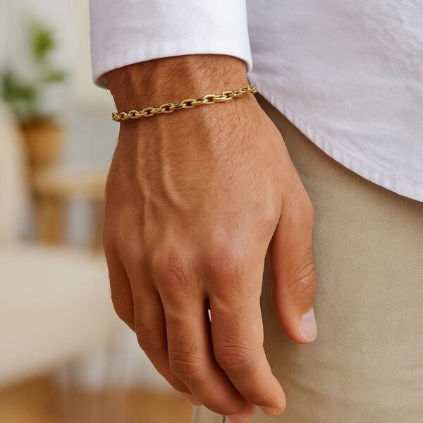 14k Yellow Gold French Cable Chain Bracelet (3.60 mm) - alternate view 5