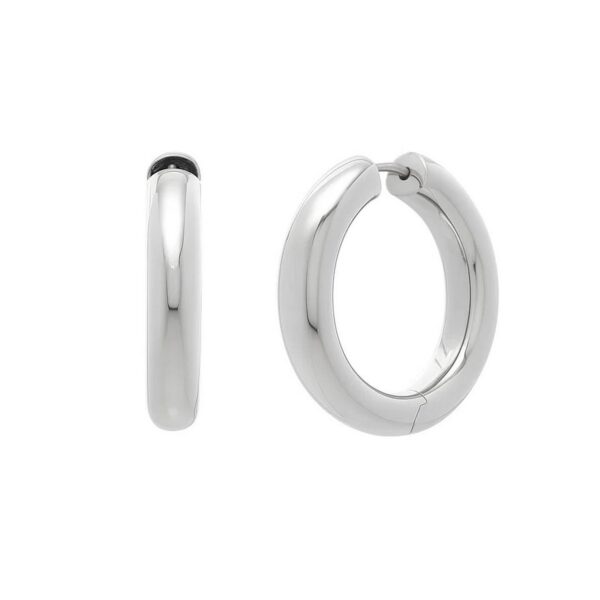 Sterling Silver Round Hoop Earrings with Polished Finish - alternate view 2