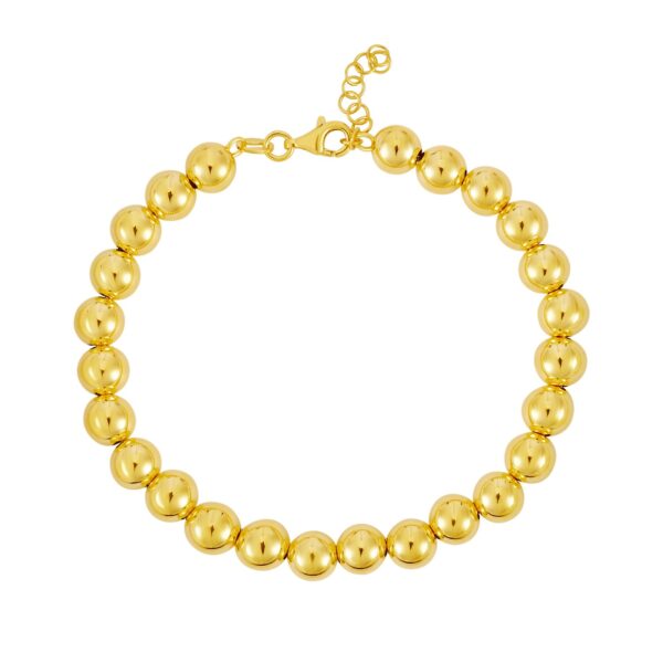 Polished 7mm Bead Bracelet in 14K Yellow Gold - alternate view 2
