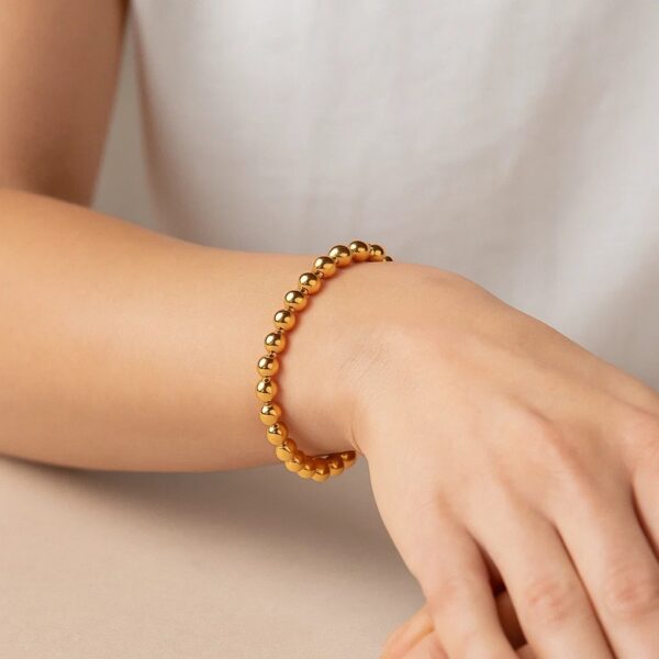 Polished 7mm Bead Bracelet in 14K Yellow Gold - alternate view 5