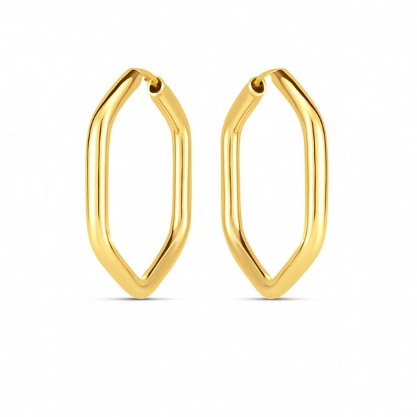 14k Yellow Gold Endless Hexagon Hoop Earrings - alternate view 2