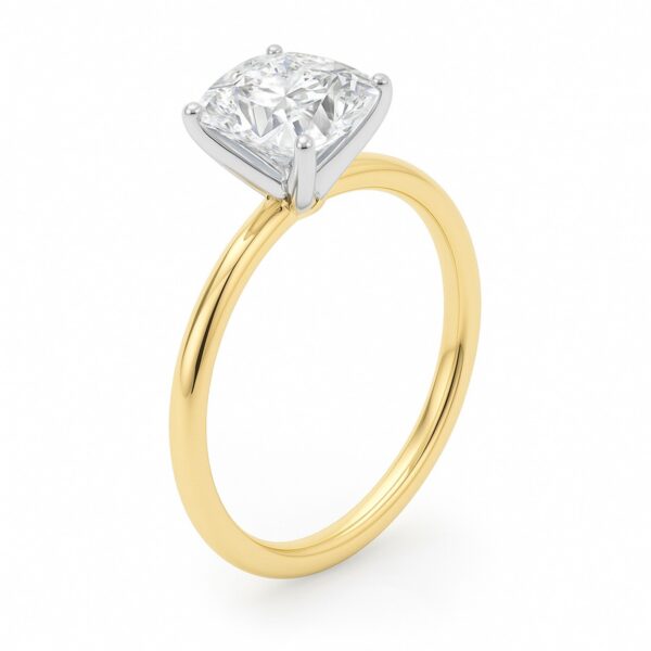 2 Carat Cushion Lab Grown IGI G/VS1 Diamond Solitaire Ring in 14K Yellow Gold - alternate view 2