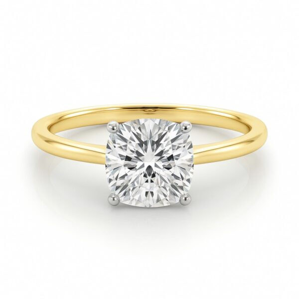 2 Carat Cushion Lab Grown IGI G/VS1 Diamond Solitaire Ring in 14K Yellow Gold - alternate view 3