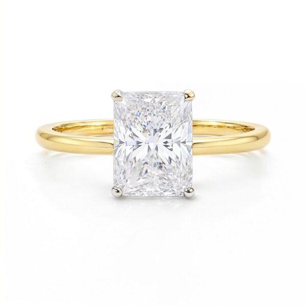 3 Carat Radiant Lab Grown IGI G/VS1 Diamond Solitaire Ring in 14K Yellow Gold - alternate view 3