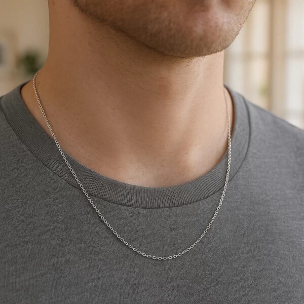 14k White Gold Diamond Cut Cable Link Chain (1.10 mm) - alternate view 4