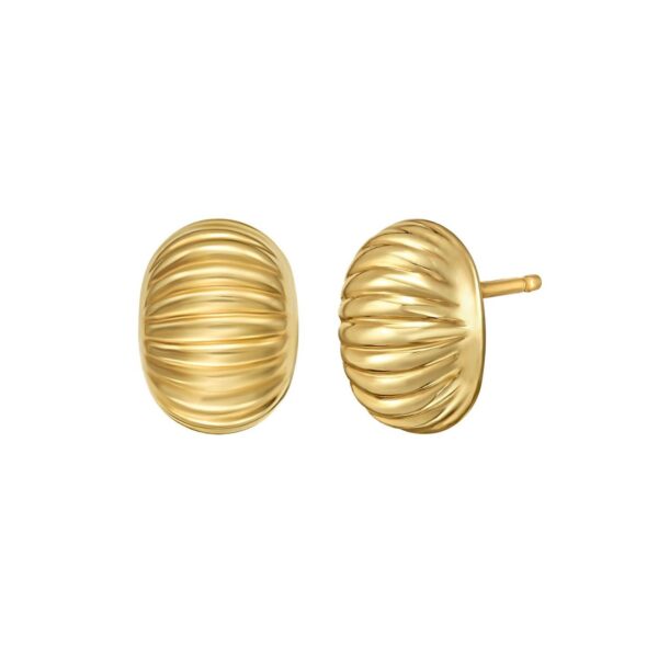 14K Yellow Gold Oval Button Earrings - alternate view 2