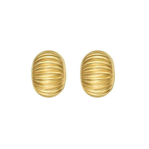 14K Yellow Gold Oval Button Earrings - alternate view 3