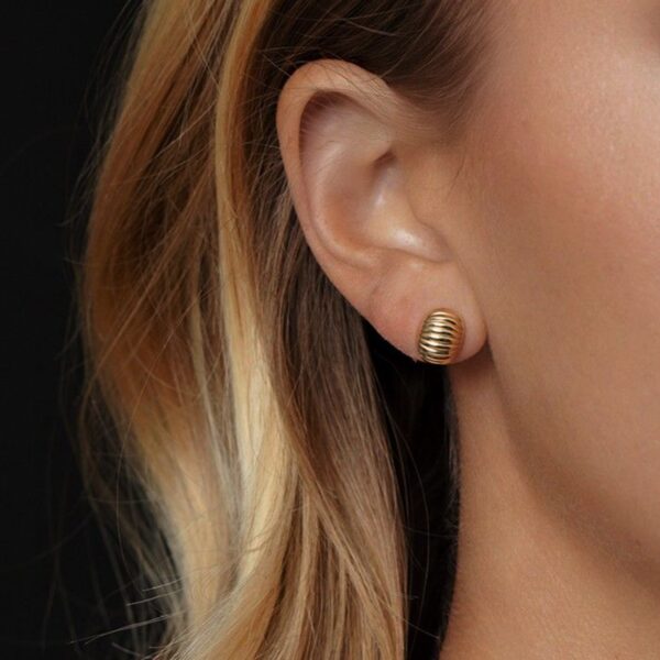 14K Yellow Gold Oval Button Earrings - alternate view 4