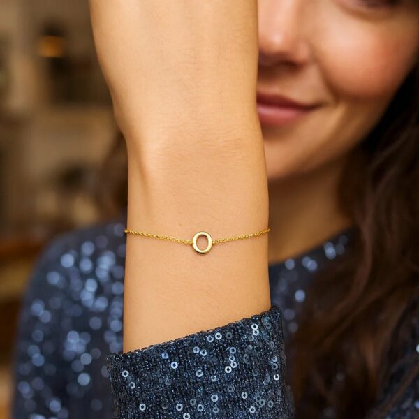 14K Yellow Gold Mini Initial O Bracelet - alternate view 4