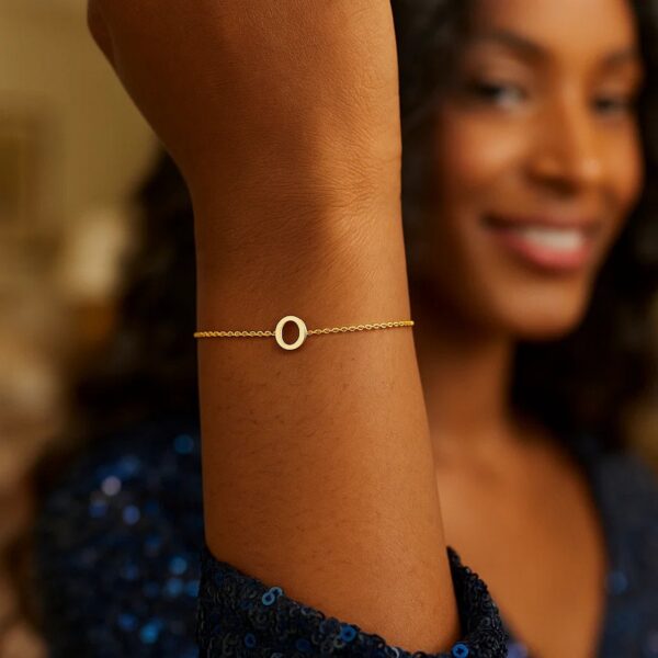 14K Yellow Gold Mini Initial O Bracelet - alternate view 5