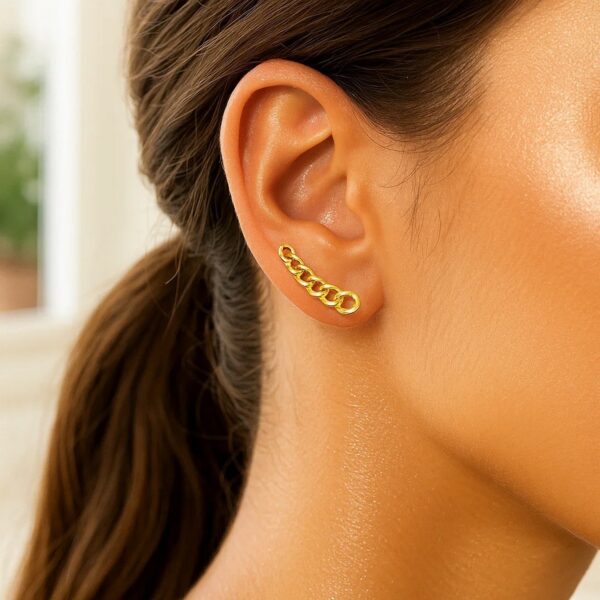14k Yellow Gold Ear Climber Earring with Chain Links - alternate view 3