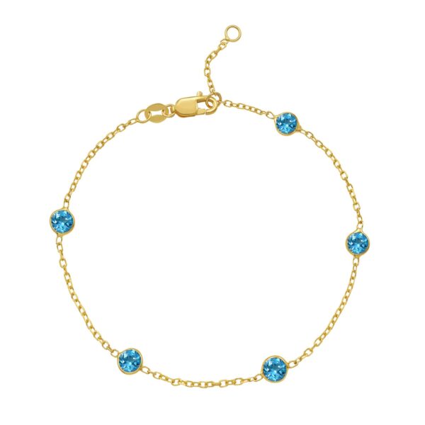 14K Yellow Gold Blue Topaz Station Bracelet - alternate view 2