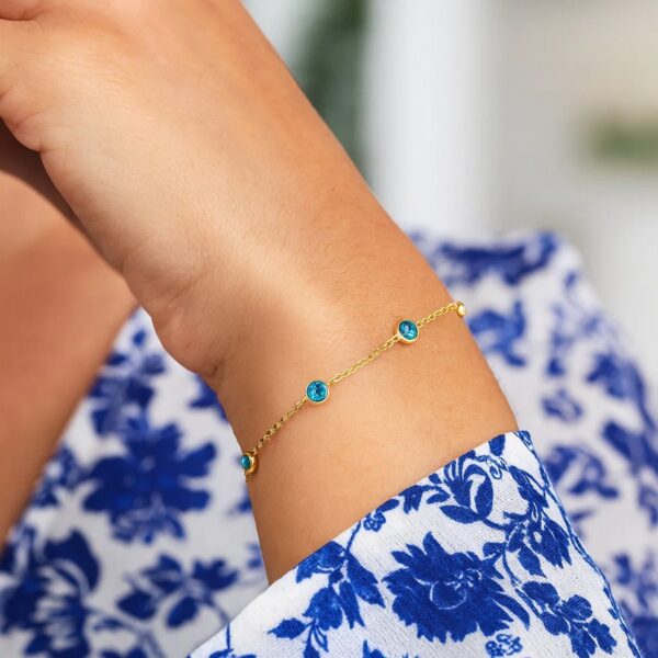 14K Yellow Gold Blue Topaz Station Bracelet - alternate view 3