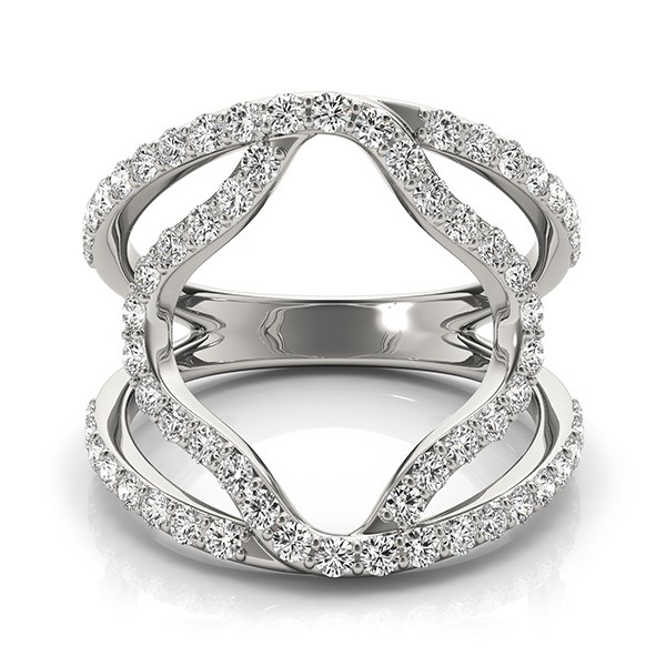 14k White Gold Diamond Flower Style Dual Band Ring (5/8 cttw) - alternate view 2