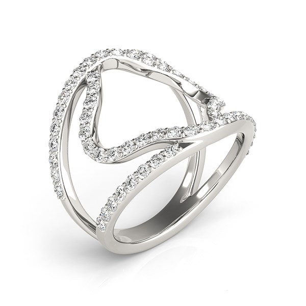 14k White Gold Diamond Flower Style Dual Band Ring (5/8 cttw) - alternate view 3