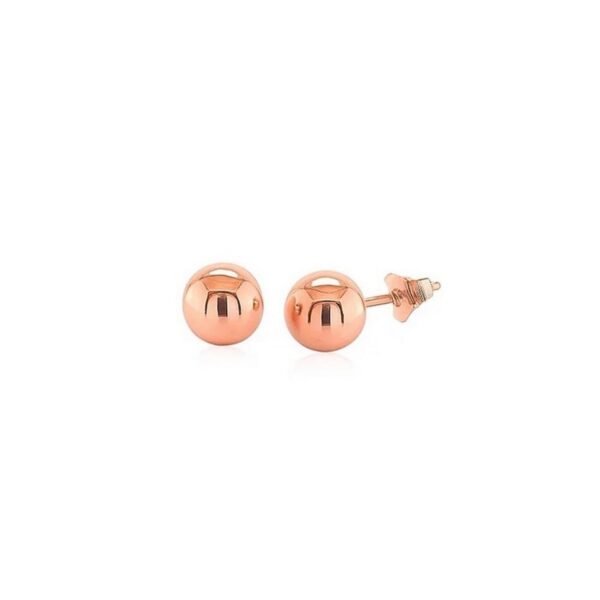Classic Round Stud Earrings in 14k Rose Gold (7.00 mm) - alternate view 2