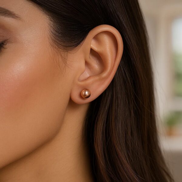 Classic Round Stud Earrings in 14k Rose Gold (7.00 mm) - alternate view 4