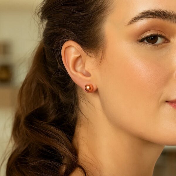 Classic Round Stud Earrings in 14k Rose Gold (7.00 mm) - alternate view 5