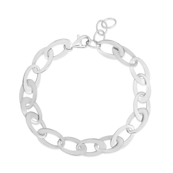 Sterling Silver Rhodium Plated Italian Oval Link Bracelet (8.70 mm) - alternate view 2