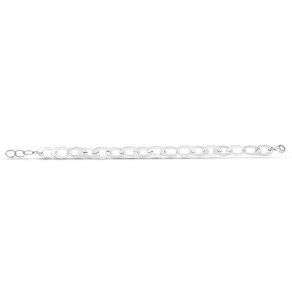 Sterling Silver Rhodium Plated Italian Oval Link Bracelet (8.70 mm) - alternate view 3