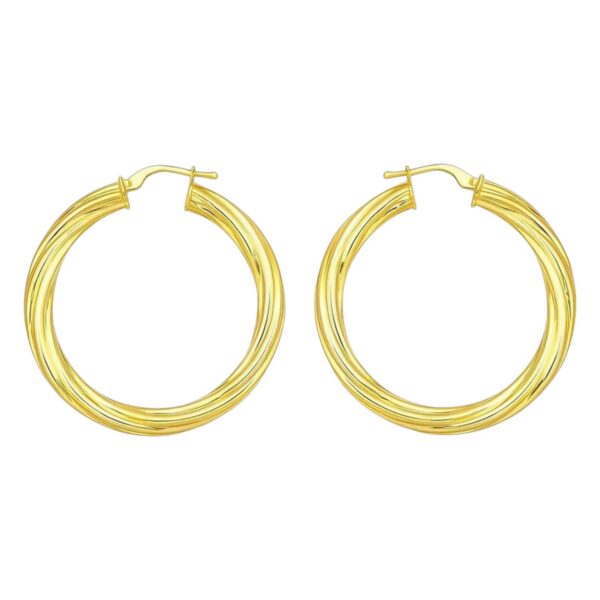 14K Yellow Gold Full Twist Large Hoops Earrings - alternate view 2
