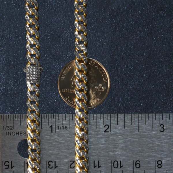 14k Yellow Gold White Pave High Polish Modern Lite Miami Cuban Chain (6.50 mm) - alternate view 4