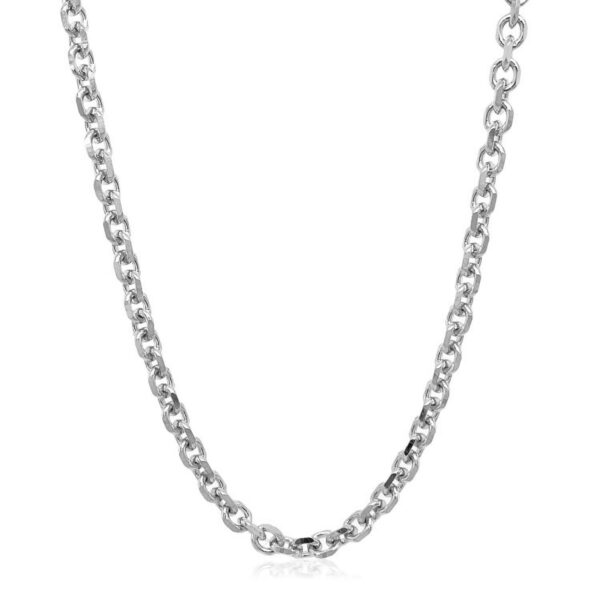 14k White Gold Diamond Cut Cable Link Chain (3.70 mm) - alternate view 2
