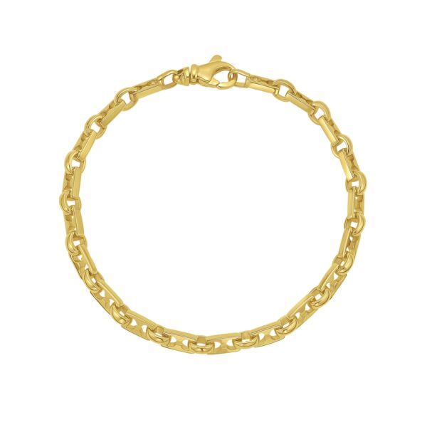 14K Yellow Gold Rectangular Railroad Link Bracelet (7.00 mm) - alternate view 2