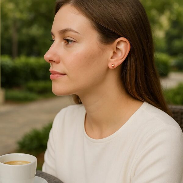 14k Rose Gold Ball Style Stud Earrings (4mm) - alternate view 5