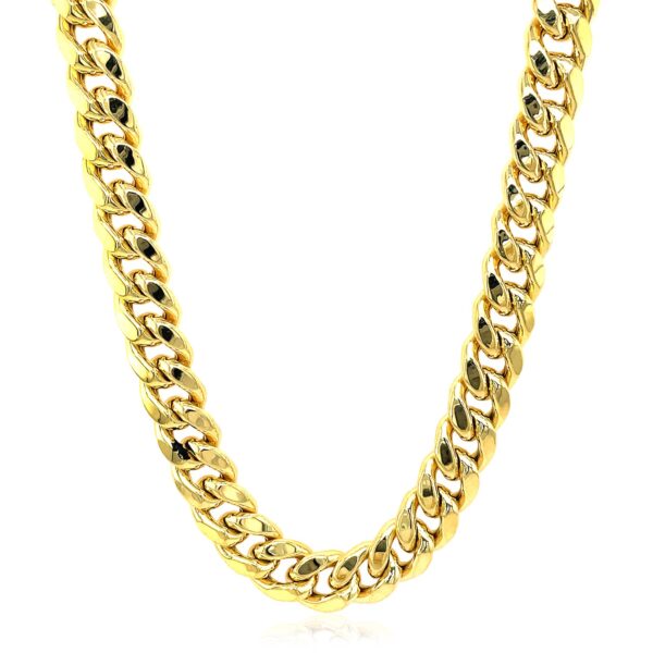 14k Yellow Gold Semi Solid Miami Cuban Chain (9.10 mm) - alternate view 2