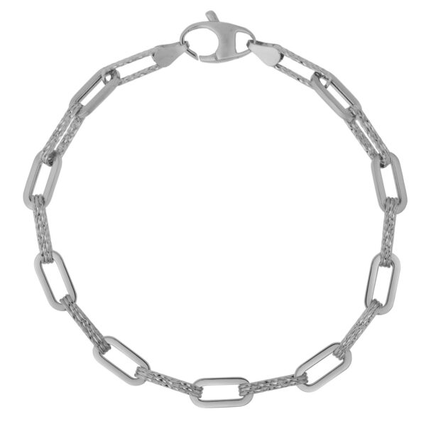 14k White Gold Diamante Paperclip Chain Bracelet (4.00 mm) - alternate view 2