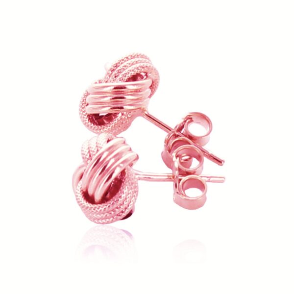 14k Rose Gold Love Knot with Ridge Texture Earrings - alternate view 3