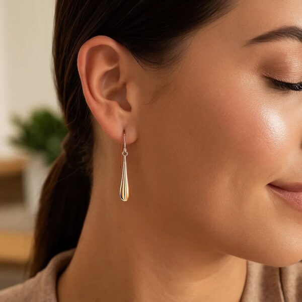14k Rose Gold Long Polished Teardrop Dangling Earrings - alternate view 3