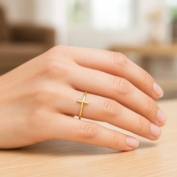 14k Yellow Gold Cross Motif Ring(1.50 mm) - alternate view 5