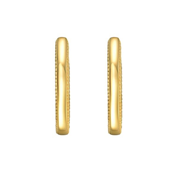 14K Yellow Gold Mini Beaded Oval Huggie Earrings - alternate view 3