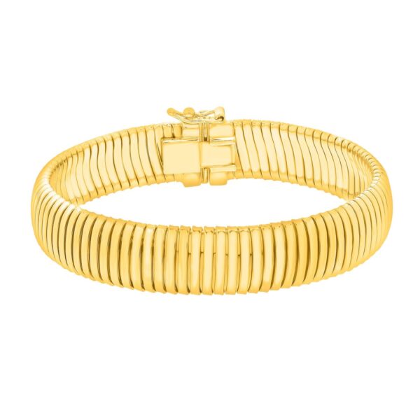 Sterling Silver Yellow Gold Plated Standard Thick Tubogas Bracelet (12.00 mm) - alternate view 2