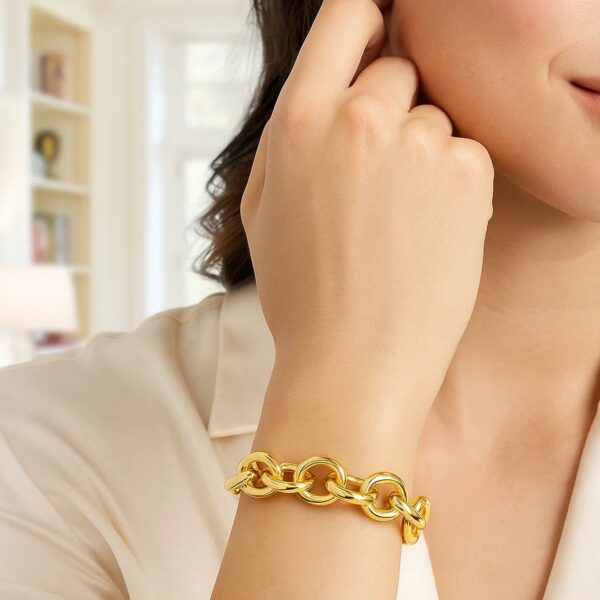 14k Yellow Gold Round Link Bracelet (11.60 mm) - alternate view 4