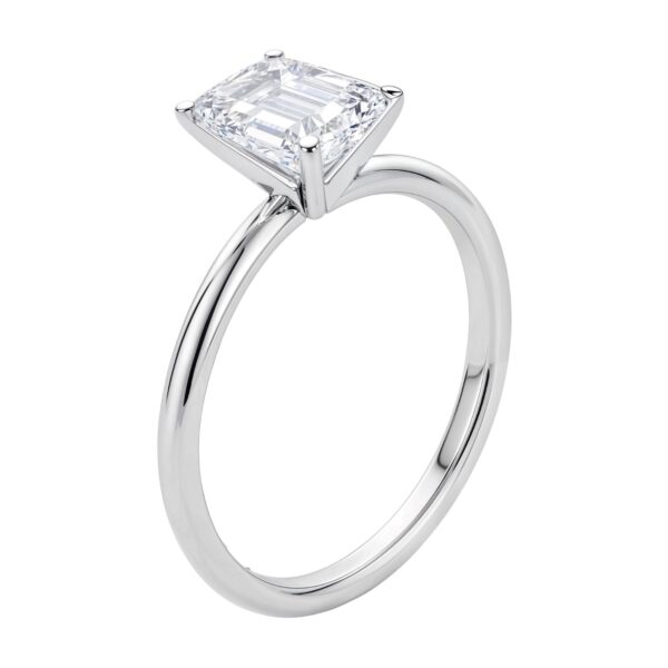 2 Carat Emerald Lab Grown IGI G/VS1 Diamond Solitaire Ring in 10K White Gold - alternate view 2