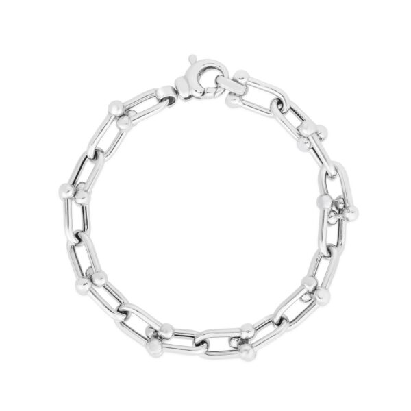 Sterling Silver Rhodium Plated Jax Link Bead Bracelet (9.20 mm) - alternate view 3