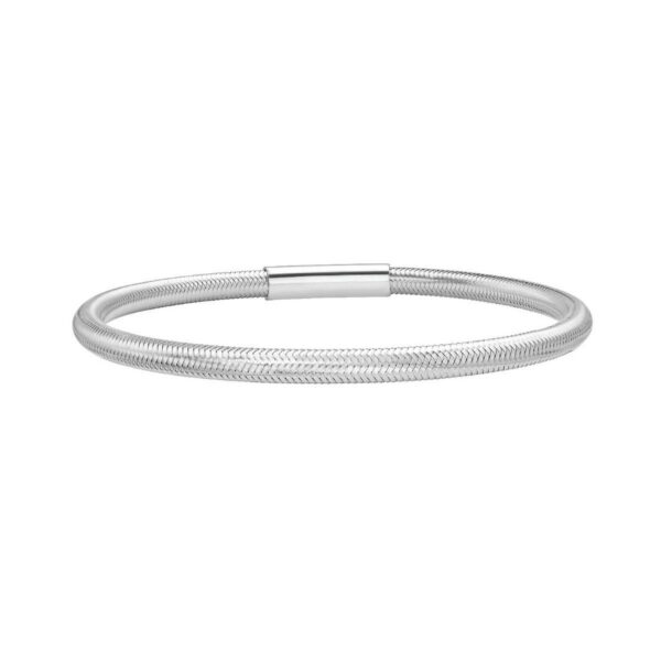 Sterling Silver Rhodium Plated Basketweave Stretch Bangle - alternate view 2