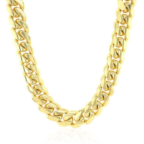 14k Yellow Gold Classic Miami Cuban Solid Chain (10.10 mm) - alternate view 2