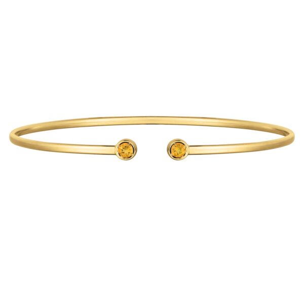 14K Yellow Gold Citrine Open Cuff Bangle (2.00 mm) - alternate view 2