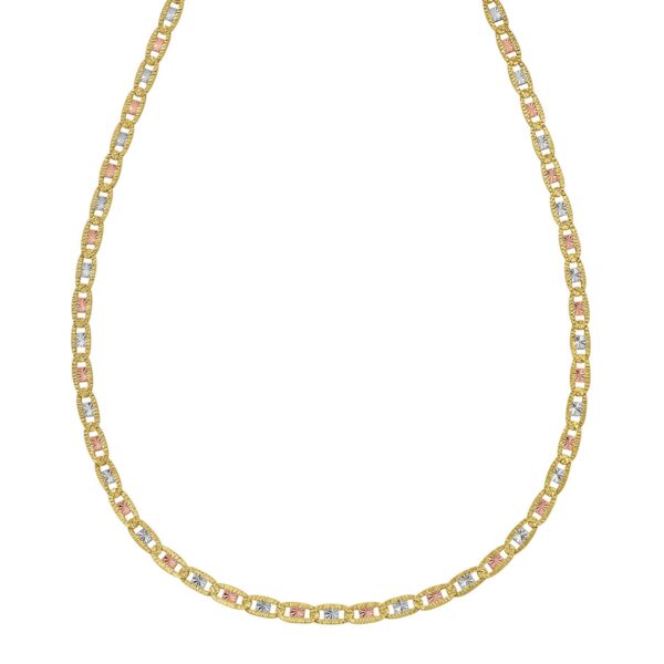 14K Tri Color Gold Pave Valentino Chain (3.50 mm) - Tri-Color Gold - alternate view 2