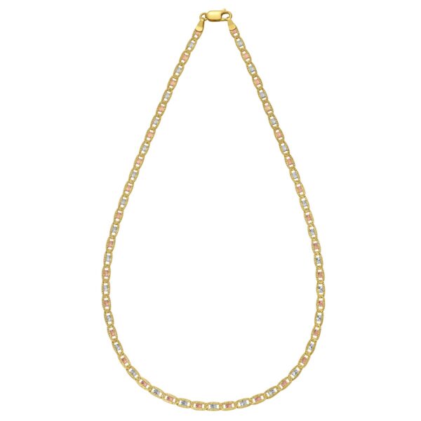 14K Tri Color Gold Pave Valentino Chain (3.50 mm) - Tri-Color Gold - alternate view 3