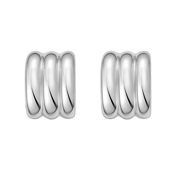 Sterling Silver Triple Row C Hoop Earrings - alternate view 2