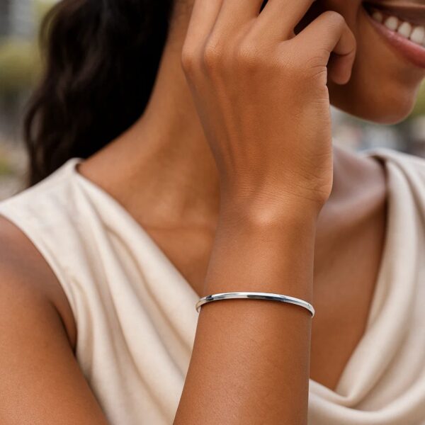 14K White Gold Knife Edge Bangle - alternate view 4