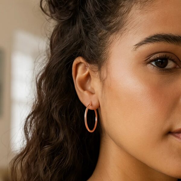 Classic Hoop Earrings in 14K Rose Gold (2x30 mm) - alternate view 3